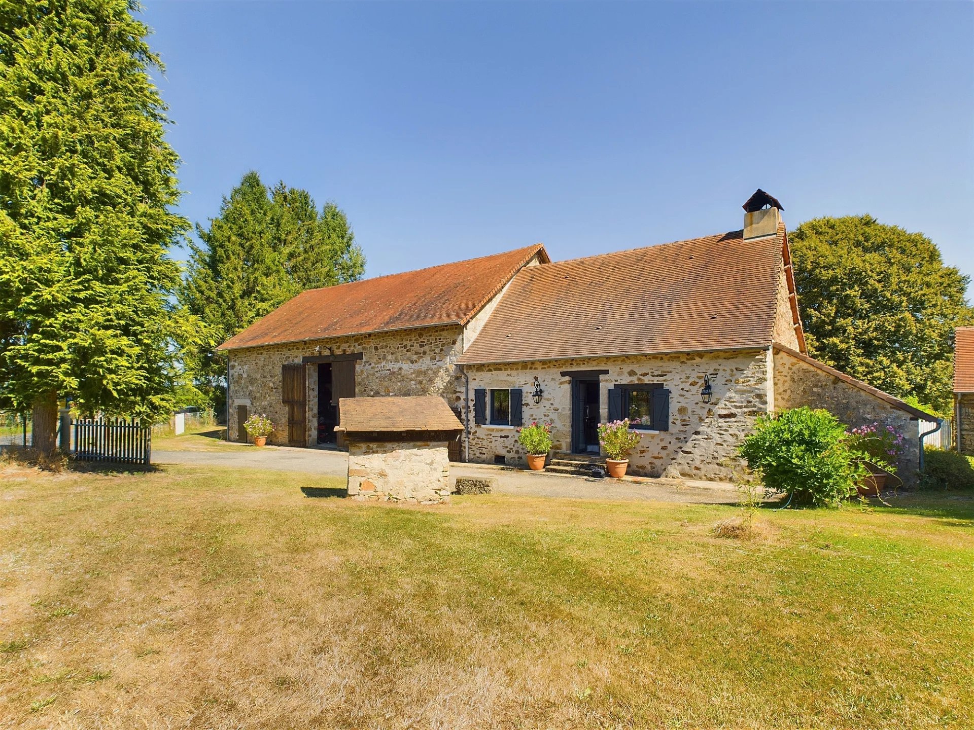 Stone farmhouse with outbuildings and views