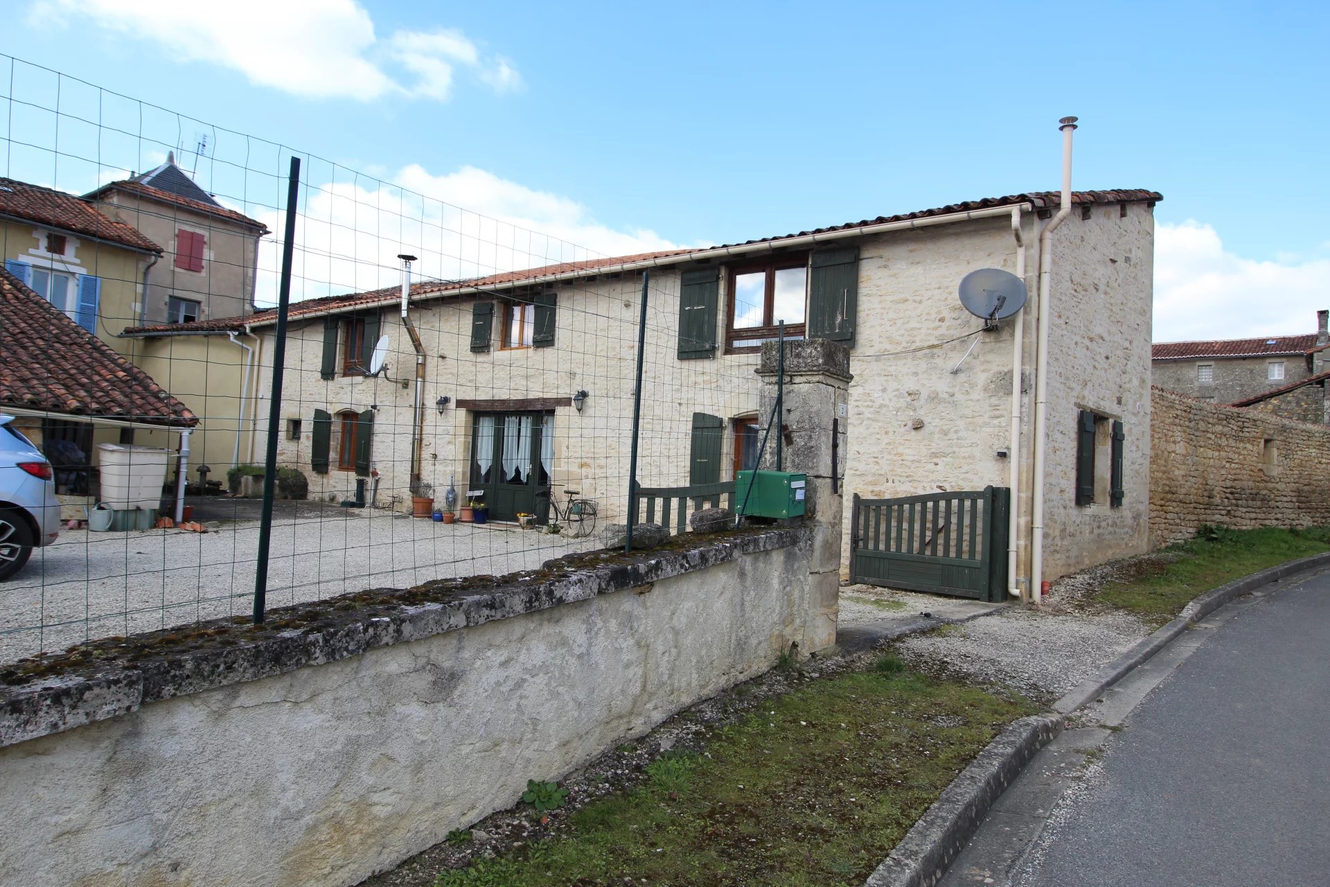 Two village houses with barn