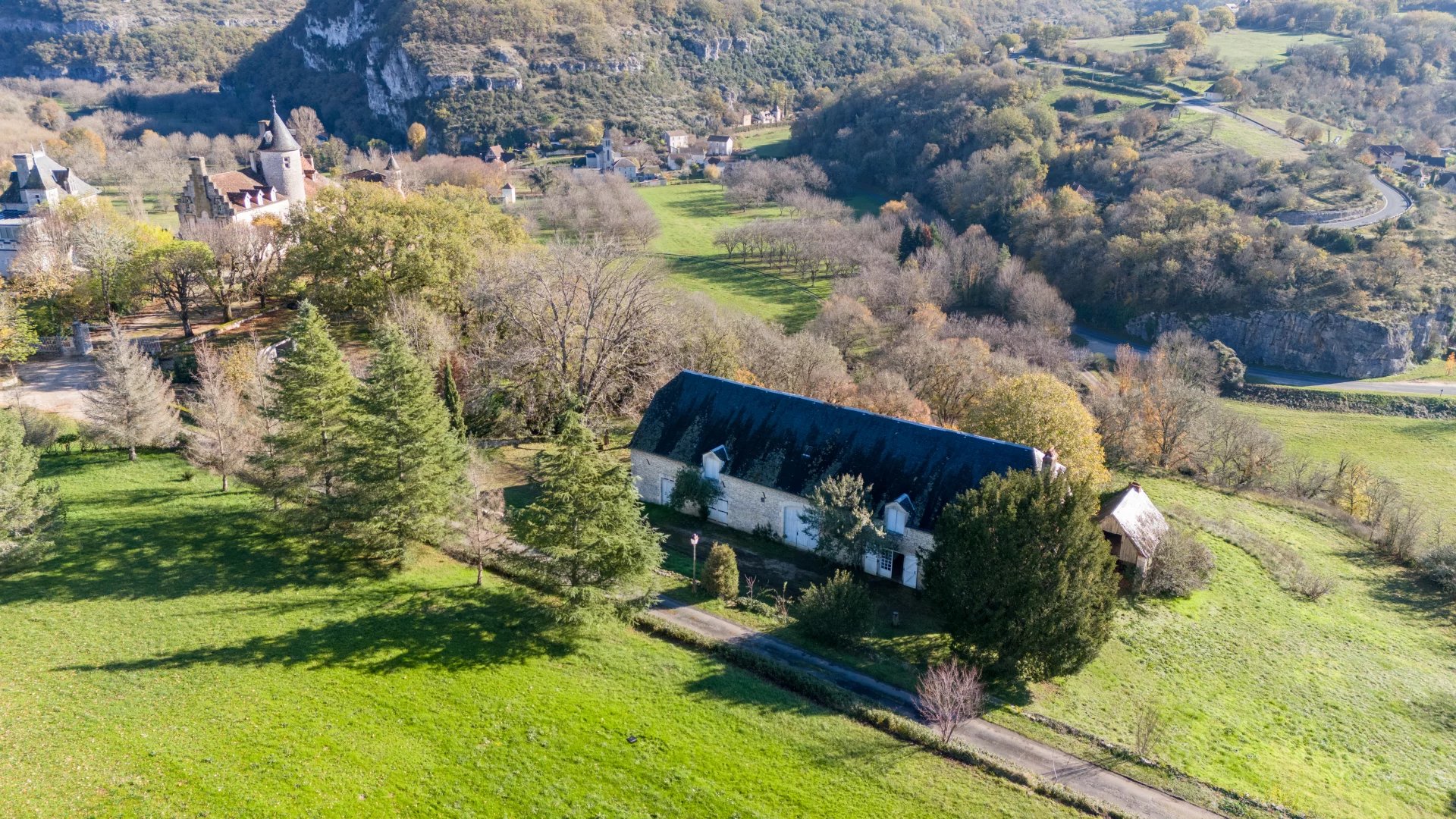 A traditional stone farmhouse with barn in an exceptional location