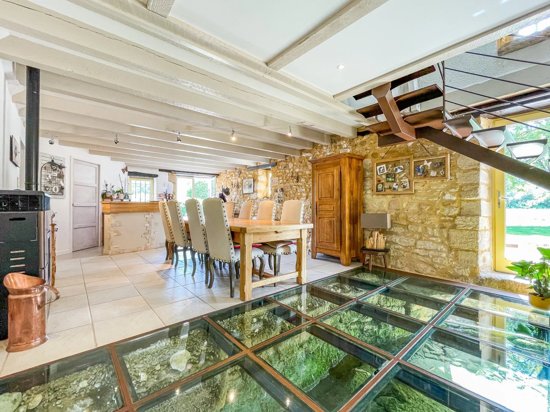 Gorgeous mill house with aquarium floor WOW!