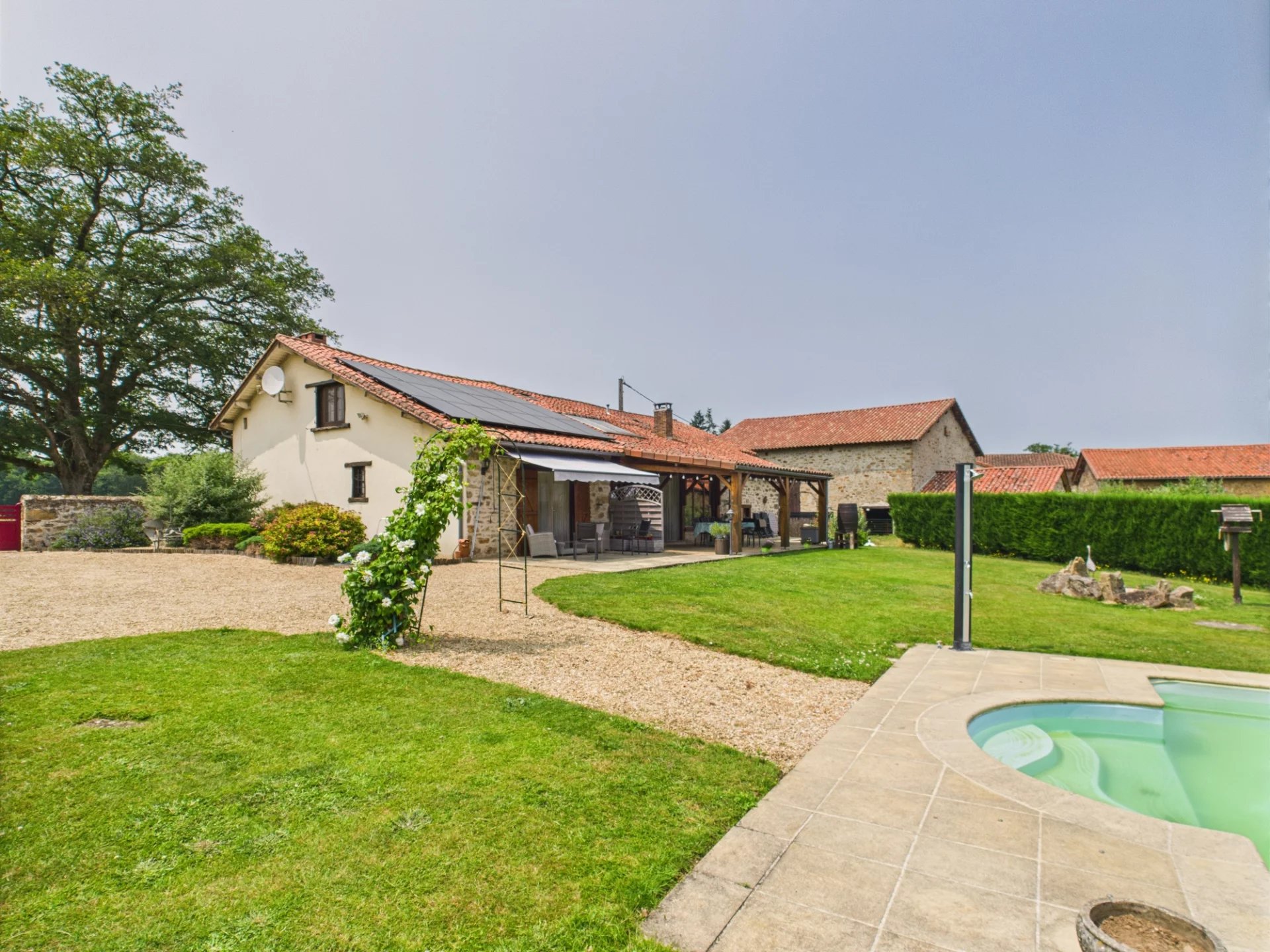 Stylishly renovated stone property with guest house and pool