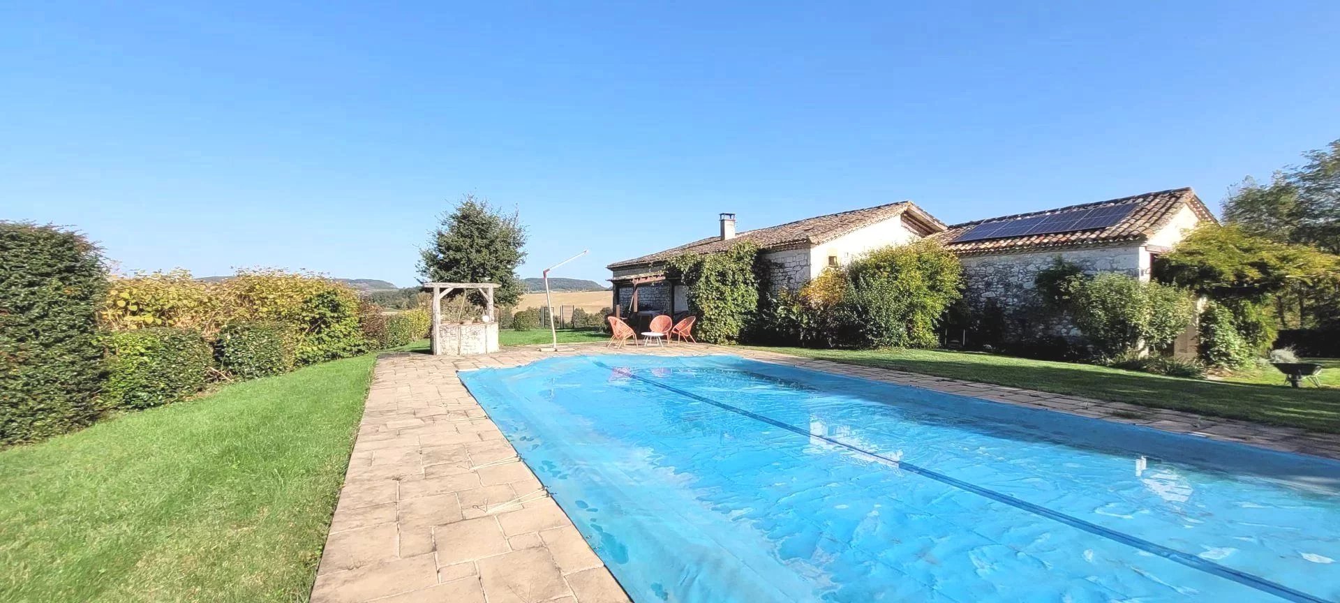 Set of two stone houses with swimming pool