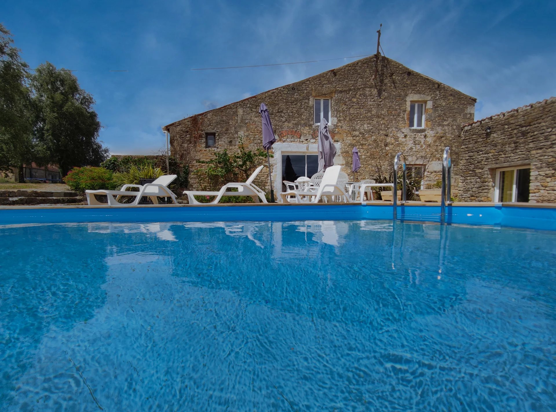 Converted stone barn with guest house, swimming pool and gardens