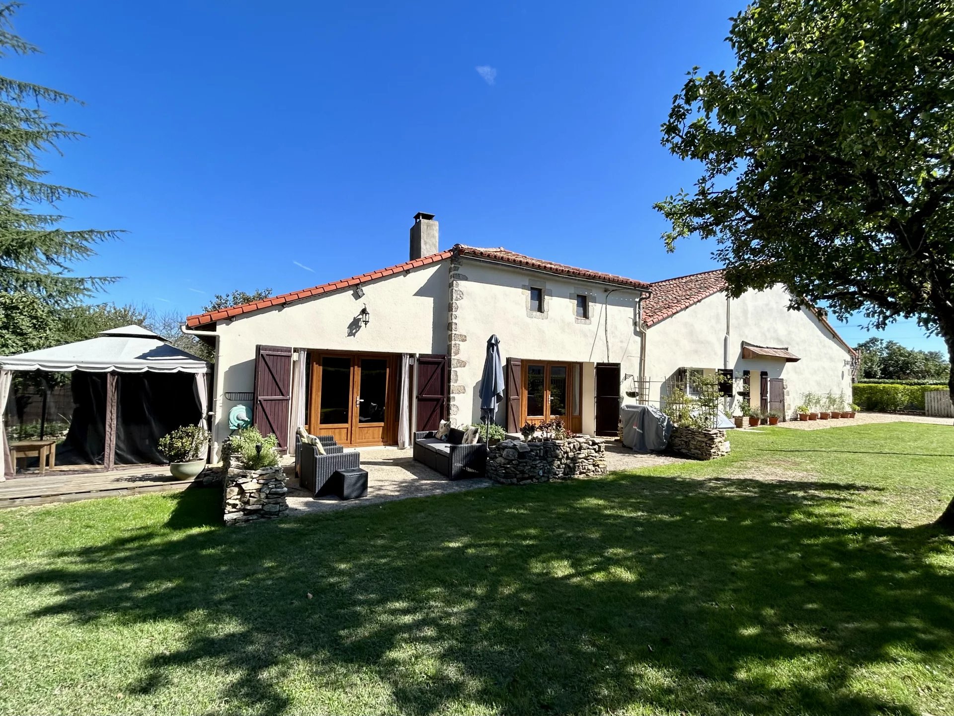 Renovated 3 bed stone farmhouse with lovely gardens and cottage to renovate